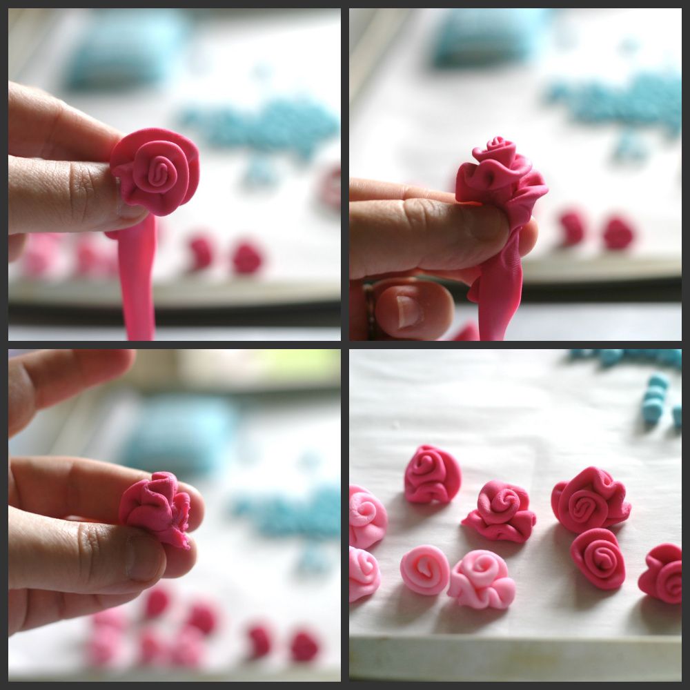 Pink Little Cake Ribbon Roses